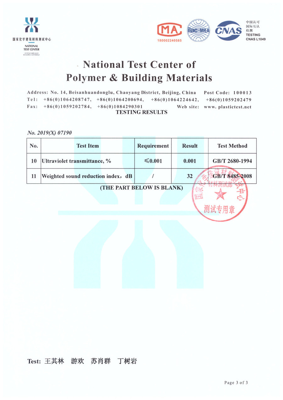 Flame retardant certificate