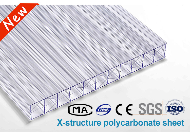 10 Jahre Garantie Neues Produkt Polykarbonatplatte mit X-Struktur
