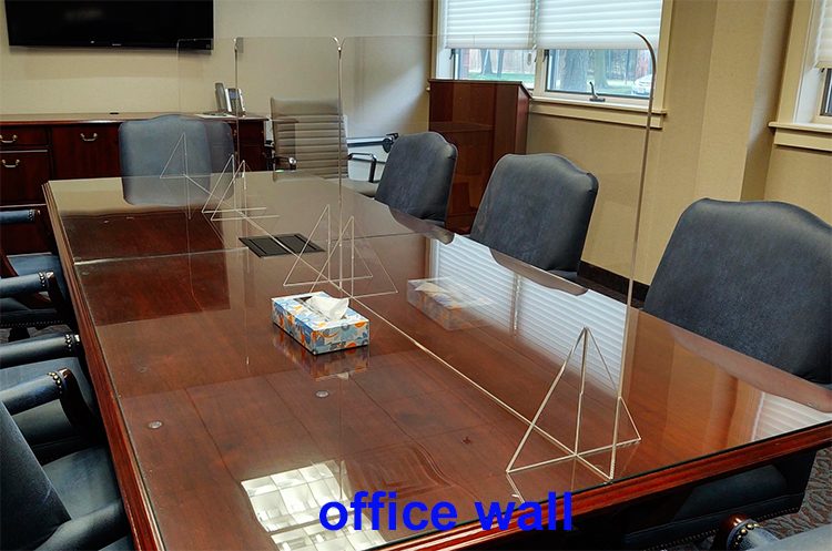 Transparent barriers office wall for customer and employee protection
