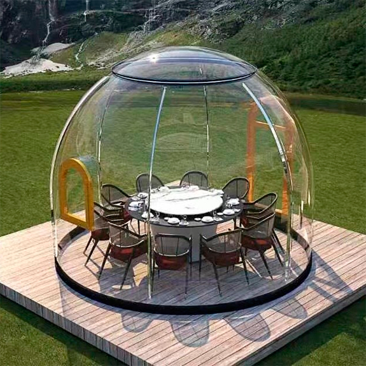 3.5M 4M In Diameter Clear Polycarbonate Dome House PC Glamping Inflatable Bubble Tent House